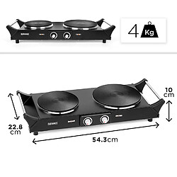 Avis Duronic HP2 BK Plaque de cuisson chauffante électrique avec double foyer en fonte de 20 et 15 cm| 2500W | Compacte et mobile | Poignées ergonomiques | Thermostat | Camping, Camping-car, caravane