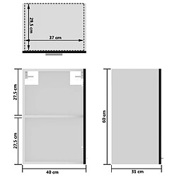 vidaXL Armoire en verre suspendue Noir 40x31x60 cm Bois d'ingénierie pas cher