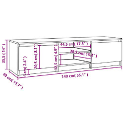 vidaXL Meuble TV Chêne fumé 140x40x35,5 cm Bois d'ingénierie pas cher