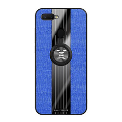 Wewoo Coque Souple Pour OPPO A7X / F9 XINLI tissu de couture Antichoc TPU Housse de protection avec support d'anneau bleu