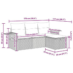 vidaXL Salon de jardin 4 pcs avec coussins noir résine tressée pas cher