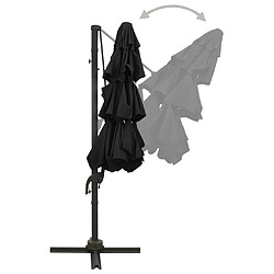 Acheter vidaXL Parasol de jardin à 4 niveaux avec mât en aluminium noir 3x3 m