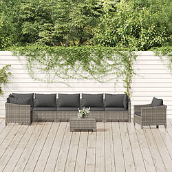 vidaXL Salon de jardin 8 pcs avec coussins Gris Résine tressée