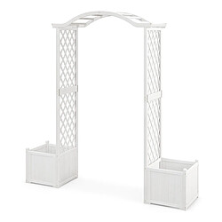 Helloshop26 Arche de jardin avec jardinière en bois avec treillis pergola extérieur pour plantes grimpantes légumes décoration blanc 20_0001636