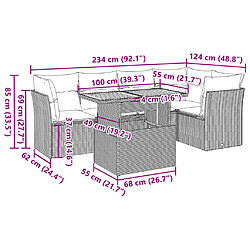 Acheter vidaXL Salon de jardin 6 pcs avec coussins gris résine tressée