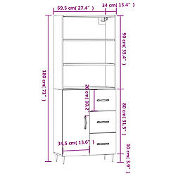 vidaXL Buffet haut Chêne sonoma 69,5x34x180 cm Bois d'ingénierie pas cher