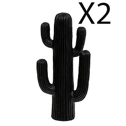 Pegane Lot de 2 Cactus décoratifs, décorations d'extérieur coloris noir - Longueur 28 x Profondeur 14,5 x Hauteur 57 cm