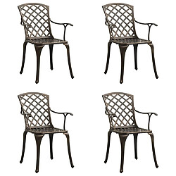 vidaXL Chaises de jardin lot de 4 Aluminium coulé Bronze 