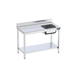 Table de chef Inox avec bac à Droite et étagère - Gamme 600 - Distform