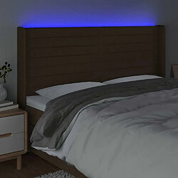 Acheter Maison Chic Tête de lit scandinave à LED,meuble de chambre Marron foncé 203x16x118/128 cm Tissu -MN55386