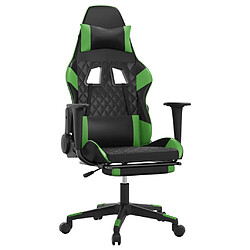 vidaXL Chaise de jeu avec repose-pied Noir et vert Similicuir