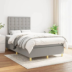 Avis Maison Chic Lit adulte- Lit + matelas,Sommier à lattes de lit et matelas gris clair 120x190 cm tissu -GKD57494