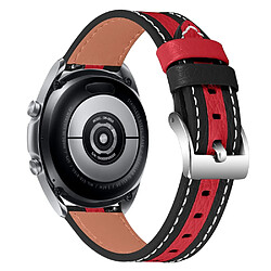 Bracelet en cuir véritable épissage de couleur 20mm, noir/rouge pour votre Samsung Galaxy Watch4 40mm/44mm/Galaxy Watch 42mm