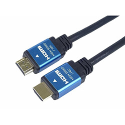 PremiumCord Câble HDMI 2.0b 4K - Résolution UHD 4K @ 60Hz 2160p, 3D, ARC, HDCP - Connecteurs en métal plaqué or noir et bleu - Longueur 1 m