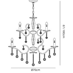 Avis Luminaire Center Suspension Zinta 2 Tier 12 Ampoules chrome poli/cristal (Assemblage nécessaire)