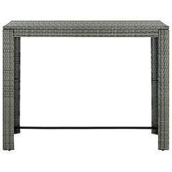 vidaXL Table de bar de jardin Gris 140,5x60,5x110,5 cm Résine tressée