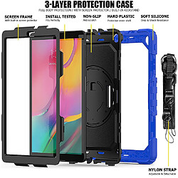 Avis Coque en TPU + Silicone avec béquille et sangle bleu foncé/noir pour votre Samsung Galaxy Tab A 10.1 (2019) SM-T510/T515