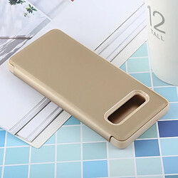 Wewoo étuis en cuir Coque Housse à rabat horizontal PU avec miroir de galvanoplastie pour Galaxy S10e, support (Or)