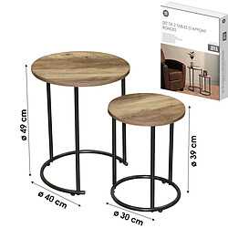 JOYA SET DE 2 TABLES D'APPOINT RONDE D30XH39CM ET D40XH49CM+Urban Living pas cher