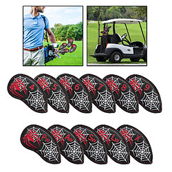 Acheter Golf 11 Pièces/ensemble Étanche PU En Cuir Noir Club de Fer Tête Couvre Coins Capuchon Ensemble pour Tous Les Fers Putters Protecteur Équipement haute