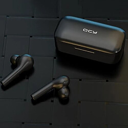 QCY T5 Écouteurs sans fil Bluetooth 5.0 intra-auriculaires binauraux avec micro et socle de charge Noir