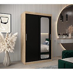 Abiks Meble Armoire PROMO T2 À Portes Coulissantes 200/120/62 2 Portes (Sonoma/Noir)