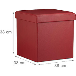 Helloshop26 Tabouret pouf banquette pliant meuble de rangement stable synthétique 38 cm bordeaux 13_0002806_2