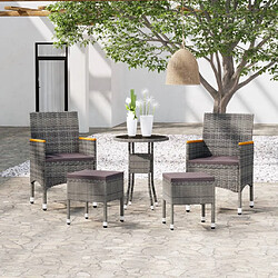 vidaXL Salon de jardin 5 pcs Résine tressée Gris