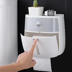 Avis Universal Porte-papier hygiénique imperméable à l'eau pour la maison Montage mural Boîte de rangement salle de bains avec étagère Boîte à mouchoirs en plastique Porte-papier à rouleaux (gris)