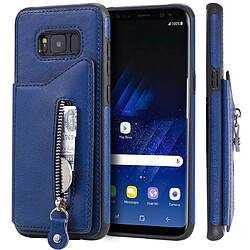 Wewoo Housse Coque Pour Galaxy S8 Plus étui de protection antichoc de couleur solide boucle double fermeture à glissière bleu