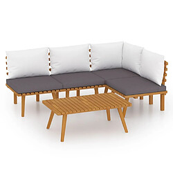 Maison Chic Salon de jardin 5 pcs + coussins - Mobilier/Meubles de jardin - Table et chaises d'extérieur Bois d'acacia solide -MN71868