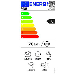 Lave-linge hublot 11kg 1400 tours/min - LLF11W2 - BEKO