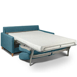 Avis Inside 75 Canapé convertible OGGETTO matelas 16 cm système express sommier lattes 120cm RENATONISI velours bleu azur