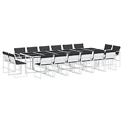 vidaXL Ensemble à manger de jardin avec coussins 17pcs blanc textilène