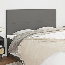 Maison Chic Lot de 4 Têtes de lit design pour chambre - Décoration de lit Gris foncé 80x5x78/88 cm Tissu -MN65239