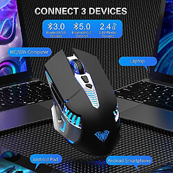 Universal Souris de jeu sans fil Bluetooth rechargeable avec boutons latéraux 3 modes (BT5.0, BT3.0 et 2,4g) pas cher