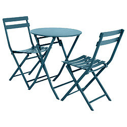 Avis Hesperide Table de jardin pliable ronde Greensboro - 2 Places - Bleu canard