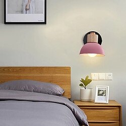 Stoex 15CM Applique Murale Rétro Moderne Applique Murale en Bois Et Métal, Angle Réglable, Lampe Murale Simple Pour Salon, Chambre À Coucher (Rose) E27