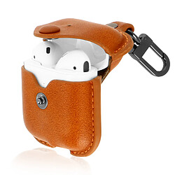 Coque AirPods Aspect Cuir Lisse Mousqueton Devia Cowboy Series Marron Clair