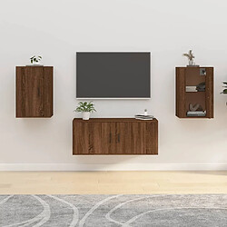 Maison Chic Lot de 2 Meubles TV muraux Banc TV suspendus pour salon Chêne marron 40x34,5x60 cm -MN59149