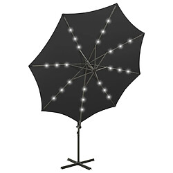 ComfortXL Parasol Déporté Avec Mât Et Lumières LED Noir 300 Cm pas cher