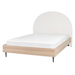 Beliani Lit double en tissu 140 x 200 cm blanc MILLAY