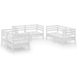 Maison Chic Salon de jardin 6 pcs - Table et chaises d'extérieur - Mobilier/Meubles de jardin Moderne Blanc Bois de pin massif -MN55127