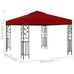 Acheter vidaXL Belvédère 3x3 m Rouge bordeaux