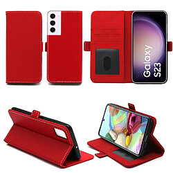 Xeptio Housse rouge pour Samsung Galaxy S23 5G Etui Protection Portefeuille à Rabat avec Porte Cartes et coque interne