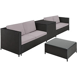 Tectake Canapé de jardin SIENNE 4 places avec coffre de rangement - noir/gris