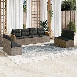 vidaXL Salon de jardin 8 pcs avec coussins gris résine tressée