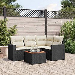 Maison Chic Ensemble de 5 Tables et chaises d'extérieur avec coussins,Salon de jardin noir résine tressée -GKD655088