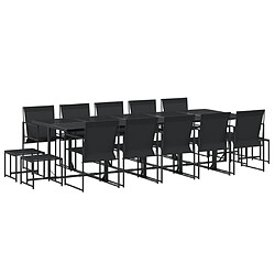 vidaXL Ensemble à manger de jardin 15 pcs noir textilène