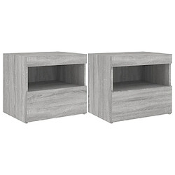 Maison Chic Lot de 2 Tables de chevet avec lumières LED - Tables de Nuit sonoma gris 50x40x45cm